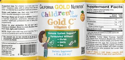 Children's Liquid Gold C Tart Orange のラベル画像（NIH DSLD）