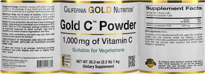 Gold C Powder 1,000 mg のラベル画像（NIH DSLD）