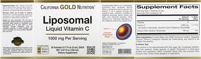 Liposomal Liquid Vitamin C 1000 mg のラベル画像（NIH DSLD）