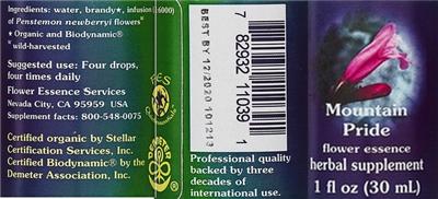 Photo of the Flower Essence Services Mountain Pride Flower Essence label