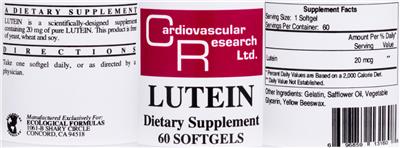 Photo of the Cardiovascular Research Lutein label