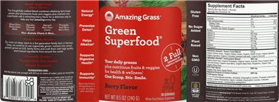 Label of Green Superfood Berry Flavor