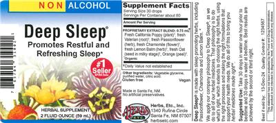 Photo of the Herbs Etc. Deep Sleep Non Alcohol label