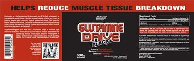 Photo of the Nutrex Research Glutamine Drive Black Unflavored label