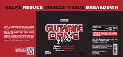 Photo of the Nutrex Research Glutamine Drive Black Unflavored label