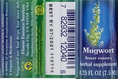Photo of the Flower Essence Services Mugwort Flower Essence label