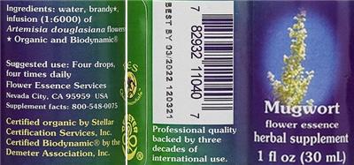 Photo of the Flower Essence Services Mugwort Flower Essence label