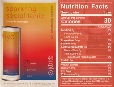 Photo of the hiyo hiyo Peach Mango label
