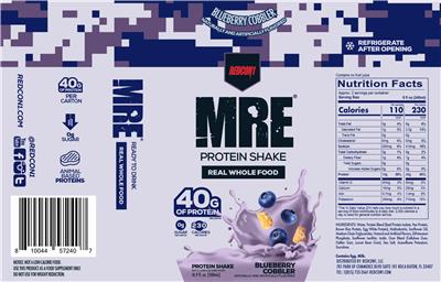Photo of the Redcon1 MRE Blueberry Cobbler label