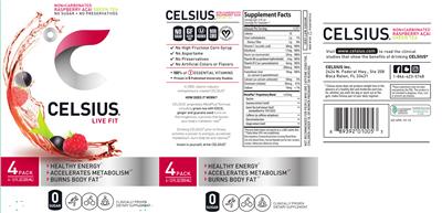 Photo of the Celsius Non-Carbonated Raspberry Acai Green Tea label