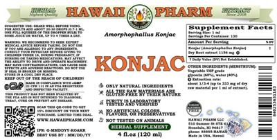 Photo of the Hawaii Pharm Konjac Alcohol Free label