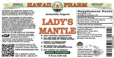 Photo of the Hawaii Pharm Lady's Mantle Alcohol Free label