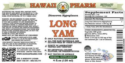 Photo of the Hawaii Pharm Long Yam Alcohol Free label