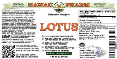 Photo of the Hawaii Pharm Lotus Alcohol Free label