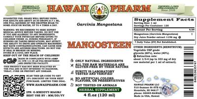 Photo of the Hawaii Pharm Mangosteen Alcohol Free label