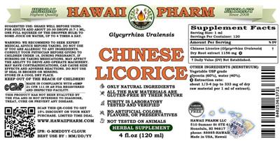 Photo of the Hawaii Pharm Chinese Licorice Alcohol Free label