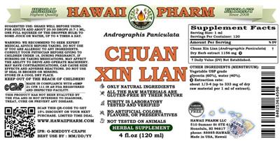 Photo of the Hawaii Pharm Chuan Xin Lian Alcohol Free label