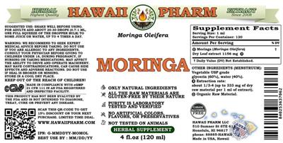 Photo of the Hawaii Pharm Moringa Alcohol Free label
