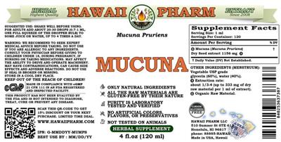 Photo of the Hawaii Pharm Mucuna Alcohol Free label