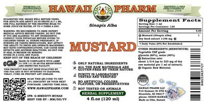 Photo of the Hawaii Pharm Mustard Alcohol Free label