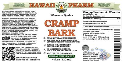 Photo of the Hawaii Pharm Cramp Bark Alcohol Free label