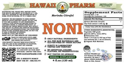 Photo of the Hawaii Pharm Noni Alcohol Free label