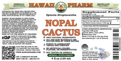 Photo of the Hawaii Pharm Nopal Cactus Alcohol Free label