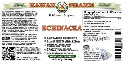 Photo of the Hawaii Pharm Echinacea purpurea Alcohol Free label