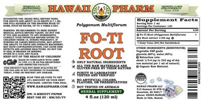 Photo of the Hawaii Pharm Fo-Ti Root Alcohol Free label