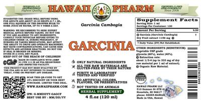 Photo of the Hawaii Pharm Garcinia Alcohol Free label