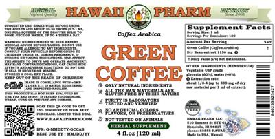 Photo of the Hawaii Pharm Green Coffee Alcohol Free label