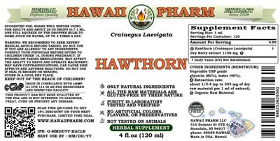 Photo of the Hawaii Pharm Hawthorn Alcohol Free label
