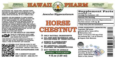 Photo of the Hawaii Pharm Horse Chestnut Alcohol Free label