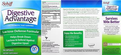 Photo of the Schiff Digestive Advantage Lactose Defense Formula label