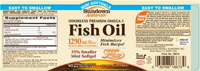 Photo of the Sundown Naturals Fish Oil label