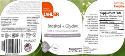 Photo of the Advanced Nutrition by Zahler Inositol + Glycine label
