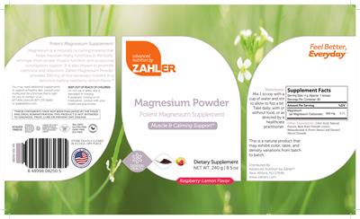 Photo of the Advanced Nutrition by Zahler Magnesium Powder Raspberry-Lemon Flavor label