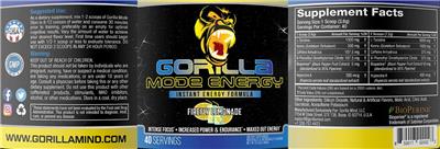 Photo of the Gorilla Mind Gorilla Mode Energy Firefly Lemonade label