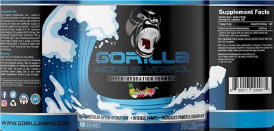Photo of the Gorilla Mind Gorilla Mode Glycerol Fruit Punch label