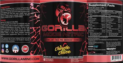 Photo of the Gorilla Mind Gorilla Mode Nitric Jungle Juice label