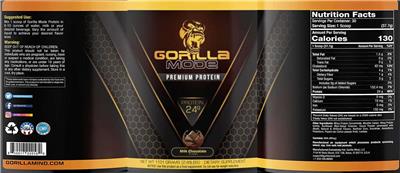Photo of the Gorilla Mind Gorilla Mode Protein 24 g Milk Chocolate Flavor label