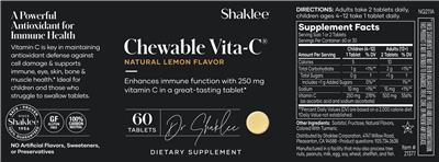 Photo of the Shaklee Chewable Vita-C Natural Lemon Flavor label