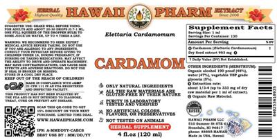 Photo of the Hawaii Pharm Cardamom label