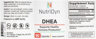 Photo of the NutriDyn DHEA label