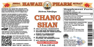 Photo of the Hawaii Pharm Chang Shan label