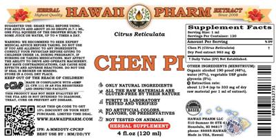 Photo of the Hawaii Pharm Chen Pi label