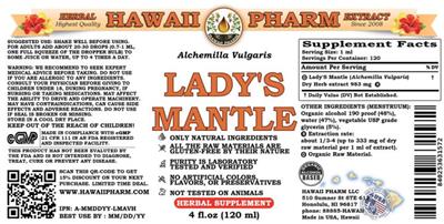 Photo of the Hawaii Pharm Lady's Mantle label