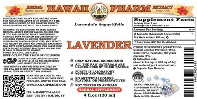 Photo of the Hawaii Pharm Lavender label