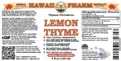 Photo of the Hawaii Pharm Lemon Thyme label