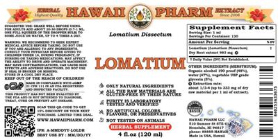 Photo of the Hawaii Pharm Lomatium label
